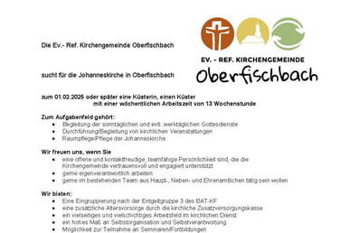 Stellenausschreibung Küster KG Oberfischbach