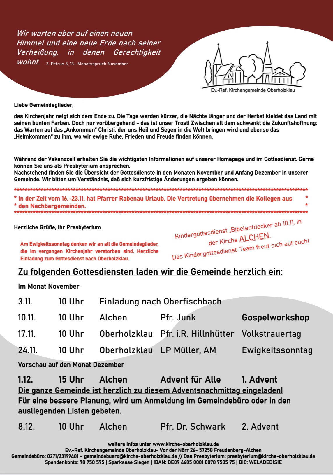 Gottesdienstplan Nov-Dez