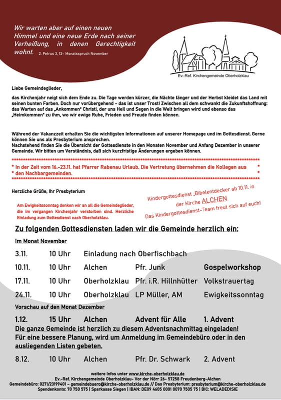 Gottesdienstplan Nov-Dez